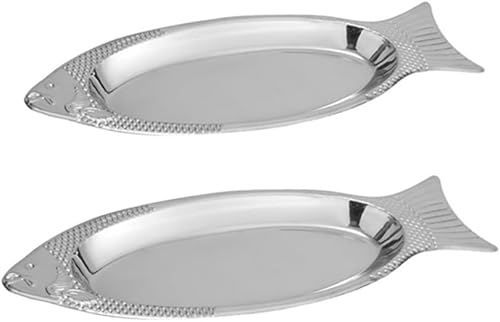 OSALADI Platos de cena de acero inoxidable, platos de campamento, platos ovalados de metal, platos para servir, bandeja de frutas, soporte para