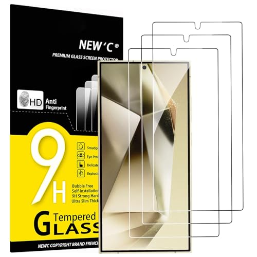NEW'C 3 Pack Designed for Samsung Galaxy S25 Ultra Screen Protector Tempered Glass, Bubble Free...