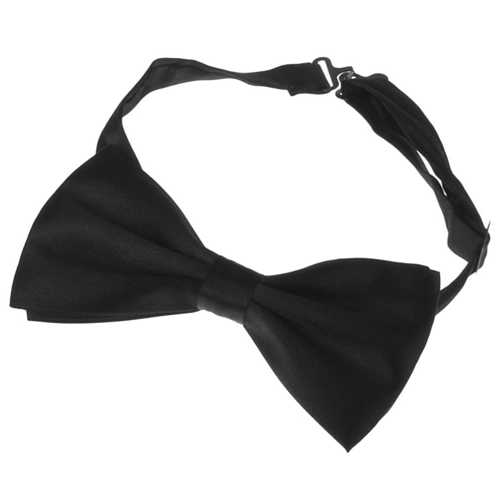 Mens Tuxedo Bow Tie Bowtie Necktie Adjustable Length Bowtie Dress Neck Charms Tie - Black-image-38