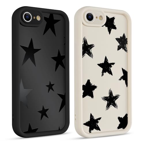 Coiwxmoi 2 Piezas Funda para iPhone 7/8/SE2020/SE2022, Silicona Carcasa con Aesthetic Lindo Estrella Star Dibujos Cover para Mujer Niñas, Antigolpes Cámara Protector Y2K Case para iPhone SE 4,7
