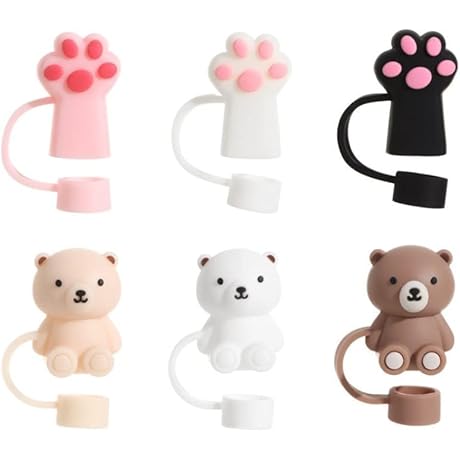 Beyonday Straw Toppers for Stanley Tumbler, Adorable Paw Design for Boba Milk Tea