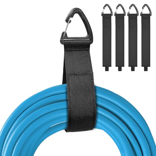 4 Pack Verlängerungskabel Organizer & Aufhänger, Flexible Klettband Klettbänder mit Dreieckschnalle für Kabel, Seile, Schläuche, bis 22kg, Organisation und Aufbewahrung in Haus, Garage und Werkstatt