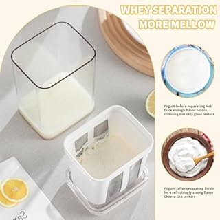 Colino per Yogurt da 1100 Ml con Coperchio, Dotato di Erogatore per Yogurt, Separatore del Siero, Rete in Acciaio Inox, per Yogurt Greco Denso, Riutilizzabile per Yogurt, Latte di Soia e Succo