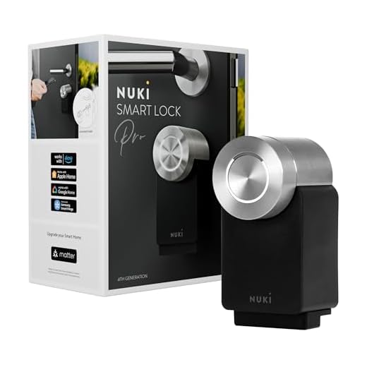 Nuki Smart Lock Pro (4è génération), serrure smart avec avec Wi-Fi et Matter pour accès à distance, la serrure électronique transforme votre smartphone en clé, avec Power Pack, noir