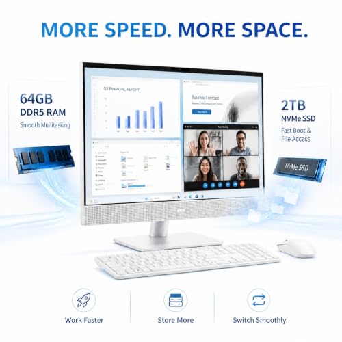 Image of Dell 24 All in One Touchscreen Desktop, Intel Ultra 7 355, 64GB RAM 2TB SSD
