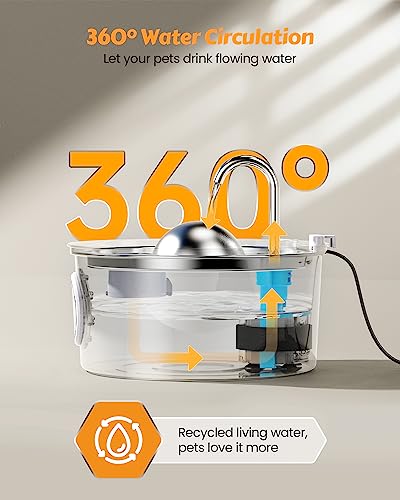 Cat Water Fountain Stainless Steel: cat fountain for Drinking - 3.2L Quiet Pet Watering Bowls for Cats Indoor - Kitten Waterer Supplies - for Small and Medium Animals - Image 7