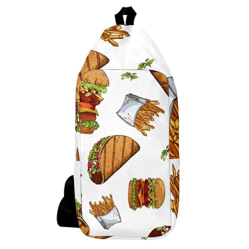 Sac à dos à bandoulière fast food pour voyage et randonnée multicolore 16x36cm