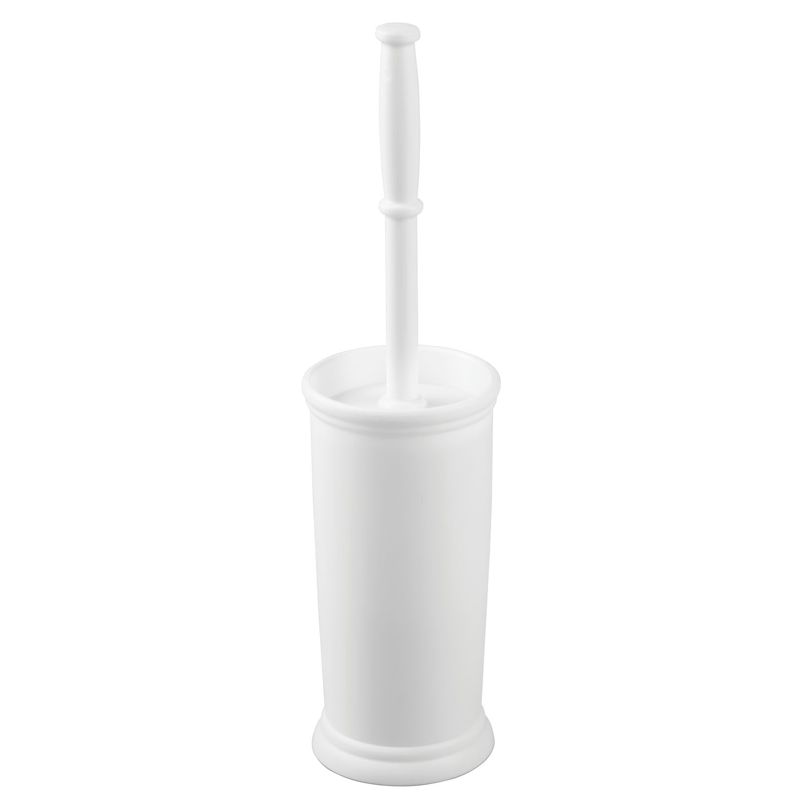 mDesign Compact Freestanding Plastic Toilet Bowl Brush and Holder for Bathroom Storage, Non-Skid Base - Sturdy, Deep Cleaning - White โ image 1