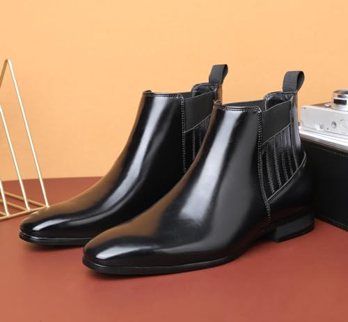 Image of Men's Chelsea Boots Leather Classic Elastic Slip On Chukka Ankle Boots for Men