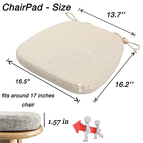 Kgplome Chair Cushion With Ties For Dining Chairs - Memory Foam Non Slip Kitchen Chair Pad And Dining Seat Cushion With Machine Washable Cover Set Of 4 [16.5 X 16.2 Inches] (Light Beige, 4) #TOP3