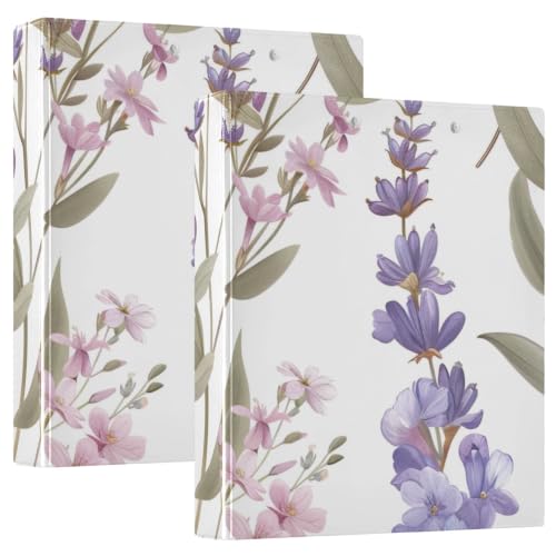 Classeur à trois anneaux fleurs sauvages lavande avec porte-bloc pour bureau et université
