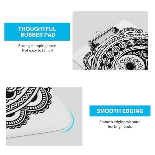 Porte bloc A4 avec pince planchettes mandala noir et blanc porte document