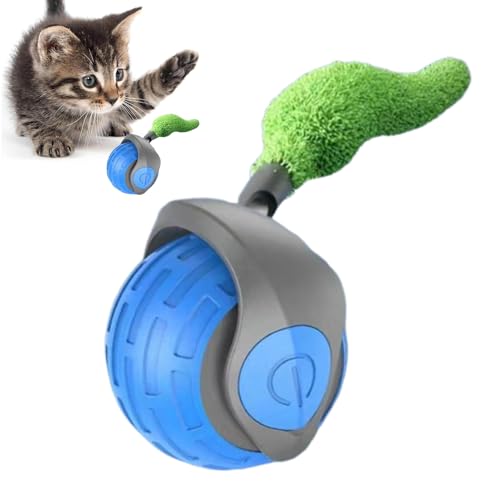 demaxiyad Juguete interactivo para gatos | Bola de ejercicio interactiva con 2 velocidades ajustables,Suministros de enriquecimiento para mascotas | Ejercicio Entrenamiento Entretenimiento para