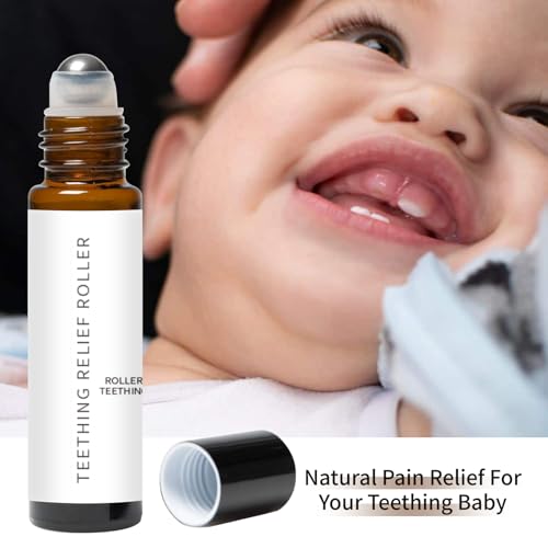 teething roller all natural for babies natural gum relief with chamomile amp rose oil gentle massage applicator for soothing infant teething pain essential oil massage roller 2