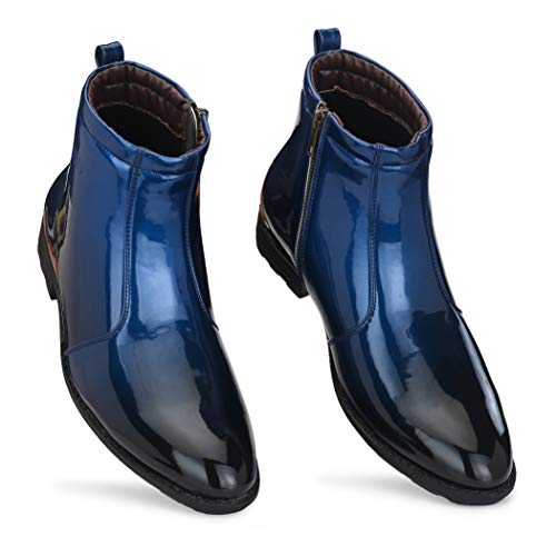 Image of Vellinto Royal Look Shoes for Men ll Casual Shoes for Men ll Patent Leather Zip /Chain Boots for Men
