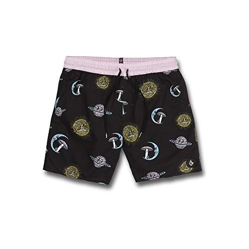 Volcom メンズ 標準17インチ ゴムウエスト サーフ スイムトランクス, ブラック 月 グーム, Medium（Amazon）