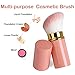 RN BEAUTY Retractable Kabuki Brushes Foundation Powder Blush Brush Extensible Makeup Brush Face Blender Brush Professional Mineral Blending Brush Aluminum Case Portable With Cover (Angled Top, Pink)