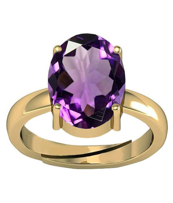 11.25 Ratti Amethyst Purple Crystal Stone Gold Plated Adjustable Ring for Unheated Untreatet for Men and Women by Lab Certified-image-14