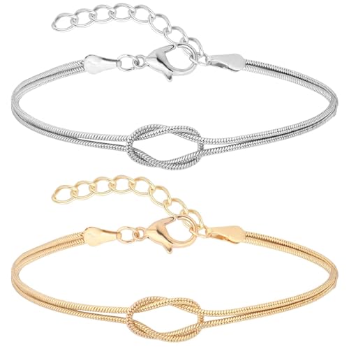 2 bracciali love knot snake chain infinity
