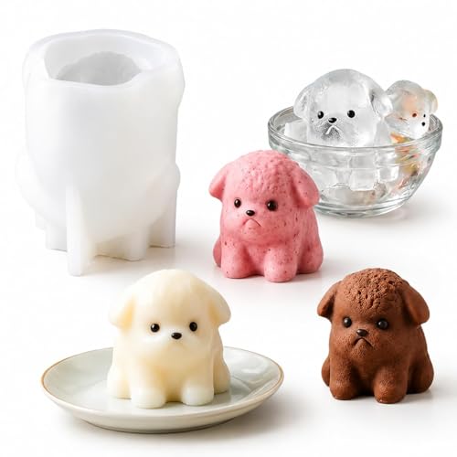 Aesiliflex Jello Molds Silicone, Cute 3D Animal Dog Shape Ice Cube Mold, Non-Stick Pudding Milk Jelly Maker, Diy Mousse Cake Chocolate Candy Fondant Baking Pan For Kids Party Treats