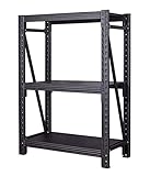 BIBKOK 3-Tier Industrial Shelving Rack, Heavy Duty Workshop Storage Rack, Adjustable Metal Garage Shelf,1500lbs Capacity for Warehouse Basement Storeroom Supermarket