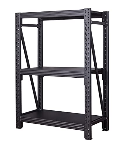 BIBKOK 3-Tier Industrial Shelving Rack, Heavy Duty Workshop Storage Rack, Adjustable Metal Garage Shelf,1500lbs Capacity for Warehouse Basement Storeroom Supermarket