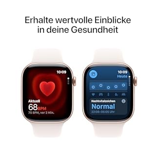 Apple Watch Series 11 GPS 46 mm Smartwatch mit Aluminiumgehäuse in Roségold und Sportarmband in Blassrosa (S/M). Schlafindex, Fitnesstracker, Gesundheitstracking, Always-On Display, Wasserschutz