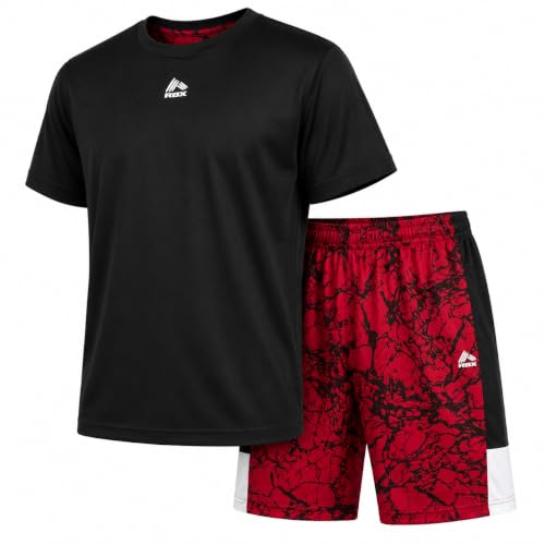 Image of RBX Boys Short Set - 2 Piece Active Performance Short Sleeve Athletic Shirt and Basketball Shorts with Elastic Waistband