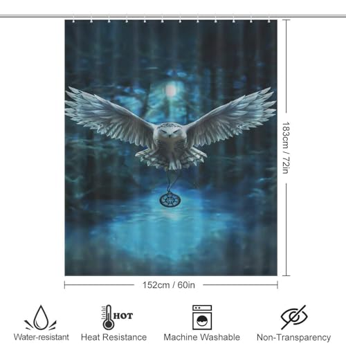 Rideau de douche hibou 152x183cm imperméable avec crochets - 4
