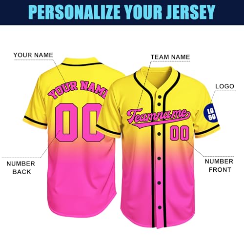 Image of Custom Baseball Jersey Personalized Stitched or Printed Name Number Baseball Shirt Sports Uniform Gifts for Men Women Youth
