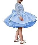 ABAO SISTER Short Little Girls Pageant Dresses for Wedding Kids First Communion Puffy Ball Gown (4, Blue)