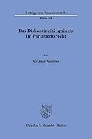 Das Diskontinuitatsprinzip Im Parlamentsrecht 3428187598 Book Cover