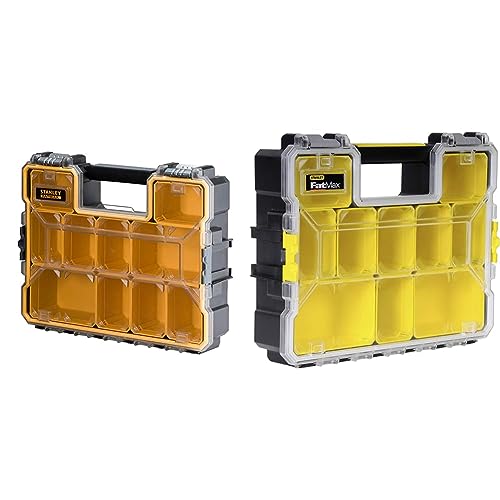 Stanley FatMax Profi-Organizer & FatMax Aufbewahrungsbox (44.29 cm x 35.60 cm x 11.00 cm, tiefe Fächer, stabile Kunststoffschließen, herausnehmbare Boxen, kratz- und