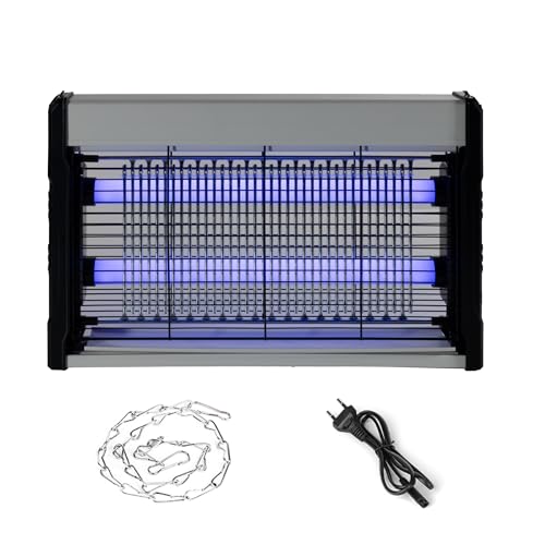 Brindek Lámpara Antimosquitos Eléctrica Enchufable - 20W UV 2900V Doble Cara – Mata Insectos con Luz Ultravioleta, Rejilla de Alta Tensión, Silenciosa y Sin Químicos, para Interiores y Exteriores