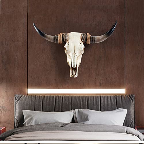 Crâne de vache en résine 94cm imitation taureau pour une déco murale rustique