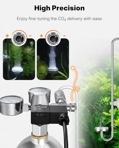 Image of Pawfly Aquarium CO2 Regulator with Dual Pressure Gauges & Solenoid Valve, CO2 System Kit with Bubble Counter & Check Valve for Planted Tanks, Fish Tank CO2 Regulator with Adjustable Output Pressure