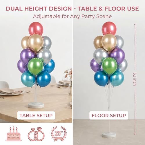 Image of Metallic Balloon Tower Kit for Floor Set of 2 Base&Pole Decor for Shower Party