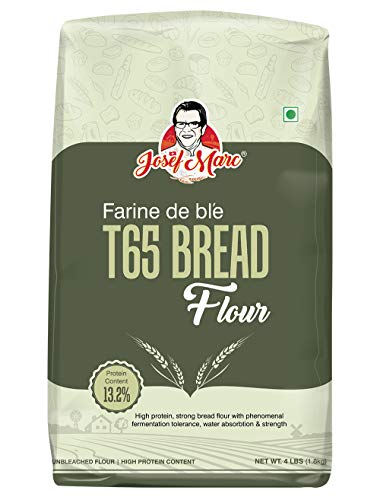 JOSEF MARC Farine De Ble T65 Bread Flour, 4 LBS (1.8kg) - Unbleached & High Protein Flour, All Purpose Bread Flours, Strong Bread Flour.