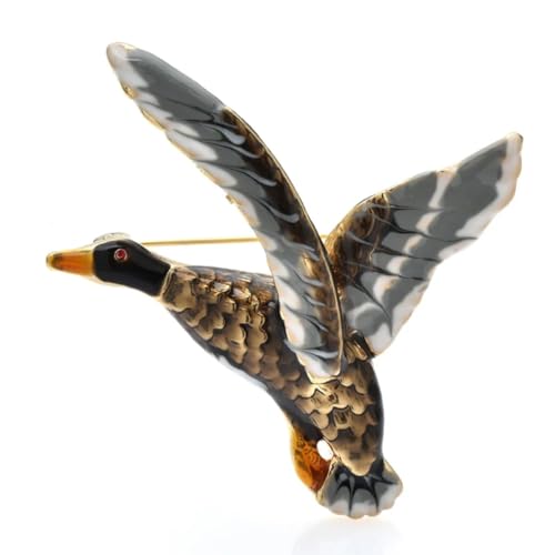 Broche de canard volant et grand oiseau en émail, idée cadeau pour femme