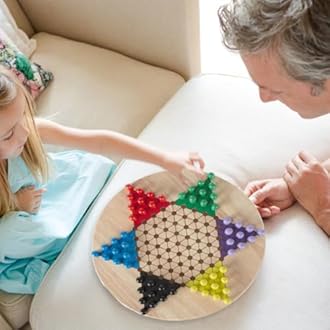 Chinese Checkers Game Set with 11 inch Wooden Board and Traditional Pegs