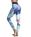 HAPYWER Yoga Leggings Damen High Waist Gym Sport Leggings Tummy Control Yoga Hosen Running Workout Kompressionsstrumpfhose Stretch Trainingshose mit Aufdruck(Hellblau,M)