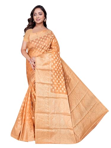 Image of Organza Silk Saree Wedding For Women Banarasi Sadi Original Kanchipuram Pure Rich Pallu Sari With Blouse Piece