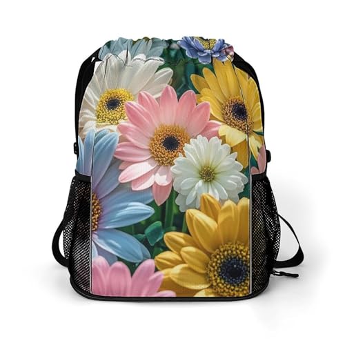 Flowers As Background Drawstring Backpack, Dry Wet Separate Gym Bag Unisex Sports Drawstring Bag for Work, Fitness