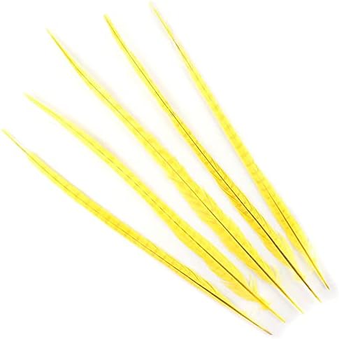 Ringneck Pheasant Tails Bleached & Dyed Fl Yellow