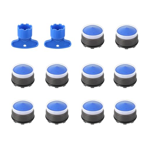 10 pezzi Aeratore Rubinetto Confezione,Rubinetto lavello Aeratore con 2 tasti per Aeratore Risparmio Idrico Filtro Antispruzzo Aeratore per Rubinetto per Bagno Cucina (blu, M18.5)