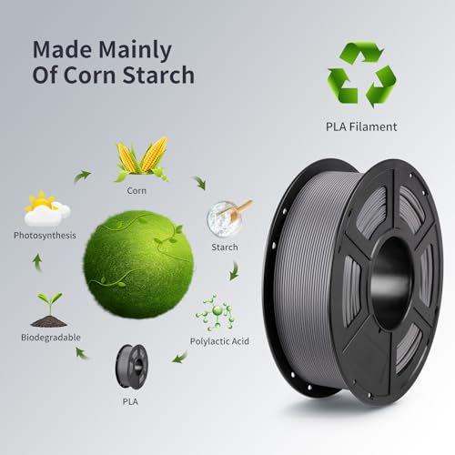 Image of ANYCUBIC 3D Printer Filament PLA 1.75mm, FDM Printer Filament 1kg Spool (2.2 lbs), Dimensional Accuracy + /- 0.02 mm (1kg, Grey)