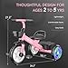 Umatoll Tricycle for Toddlers 2-5 Year Old, Ajustable Toddler Bike Outdoor Toys, Birthday Gift for Girl Age 2-4, Trike with Light up Wheels
