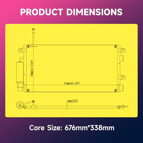 SIZE 26.5IN*13.37IN*0.68IN Air Conditioning A/C Condenser Compatible with Ford Focus 2008 2009 2010 2011, 2.0L, Manual Transmission 3674, 8S4Z19712BA, YJ546, AS4Z19712B by Readair - Used condition - Image 2