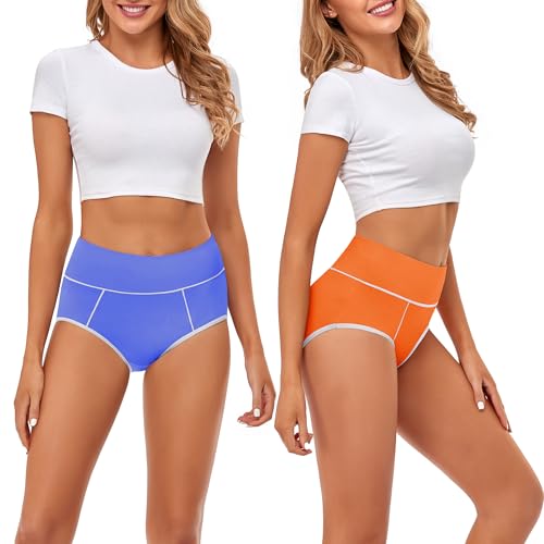 High Waisted Underwear for Women Cotton No Muffin Top Full Coverage Briefs Soft Stretch Ladies Panties 5 Pack