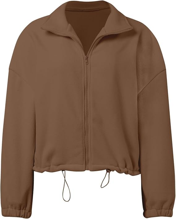 Womens Zip Up Hoodies Oversized Sweatshirts Solid Long Sleeve Crop Sherpa Fashion Clothes Fall Outfits